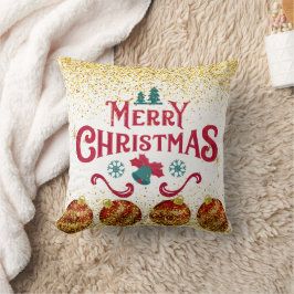 Merry Christmas Holiday Party Glitter Kissen