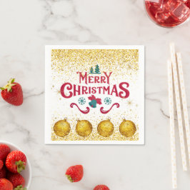 Merry Christmas Holiday Party Glitter Serviette