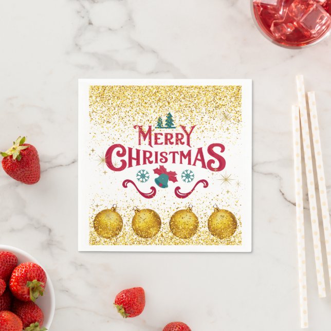Merry Christmas Holiday Party Glitter Serviette (Beispiel)