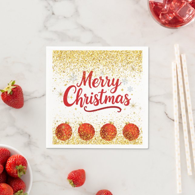 Merry Christmas Holiday Party Glitter Serviette (Beispiel)