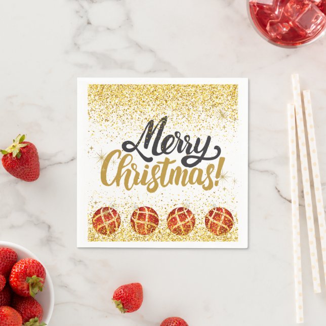 Merry Christmas Holiday Party Glitter Serviette (Beispiel)