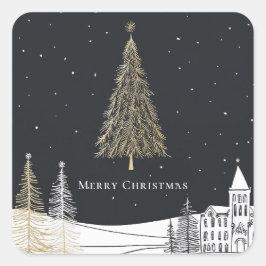 Merry Christmas Holiday Quadratischer Aufkleber