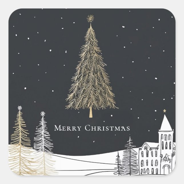 Merry Christmas Holiday Quadratischer Aufkleber (Vorderseite)