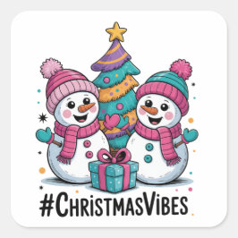 Merry Christmas Holiday Vibes Quadratischer Aufkleber