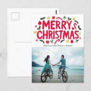 MERRY CHRISTMAS Holiday Xmas CUSTOM FOTO Postkarte
