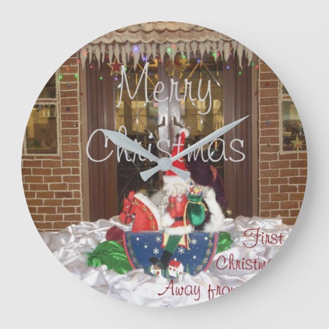 Merry Christmas holidays away from home Inspired A Große Wanduhr (Vorderseite)