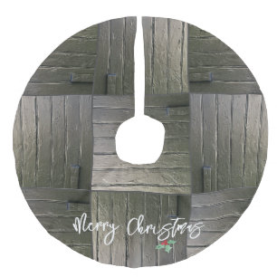 MERRY CHRISTMAS Holly Barn Door Modernes Bauernhau Leinenimitat Weihnachtsbaumdecke