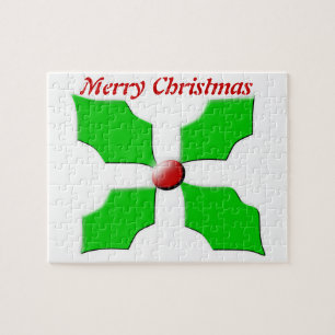 Merry Christmas Holly Customizable Puzzle