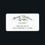 Merry Christmas Holly Rücksendeadresse Label Adressaufkleber<br><div class="desc">Frohe Weihnachts Holly Return Address Label Aufkleber,  modern,  minimalistisch,  einfach</div>