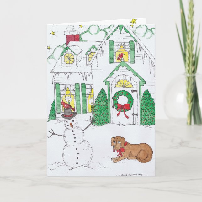 MERRY CHRISTMAS - Hund Feiertagskarte (Vorderseite)