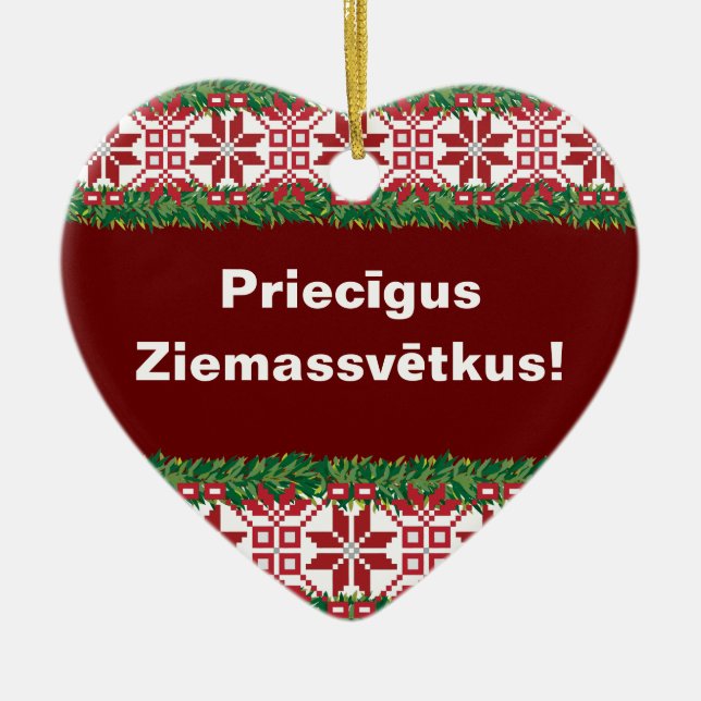 Merry Christmas I Priecīgus Ziemassvētkus Keramik Ornament (Vorne)
