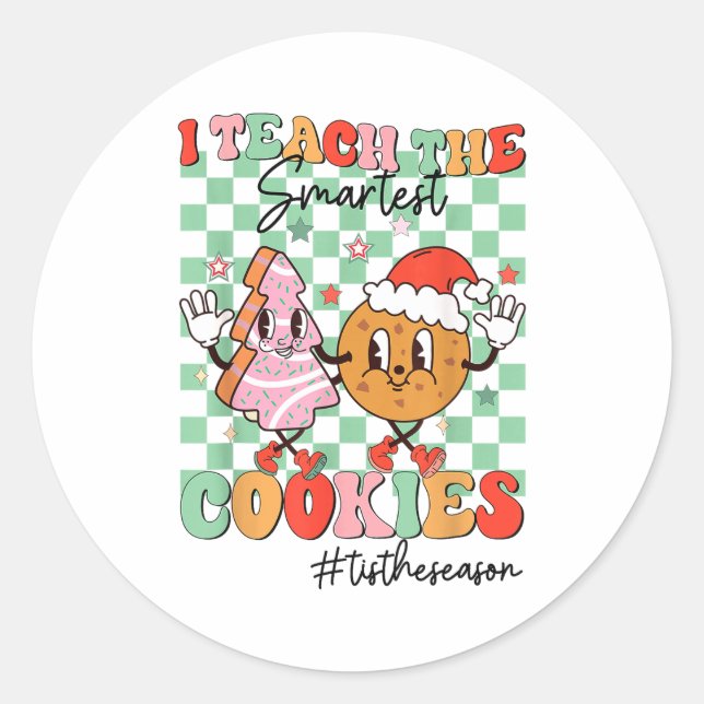 Merry Christmas I Teach The Smartest Cookies Teach Runder Aufkleber (Vorderseite)