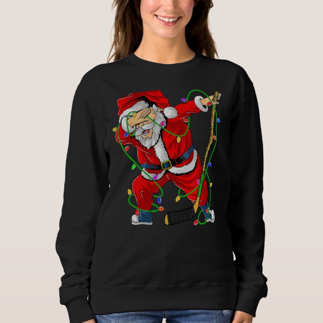 Merry Christmas Ice Hockey Dabbing Santa Claus Hoc Sweatshirt (Vorderseite)
