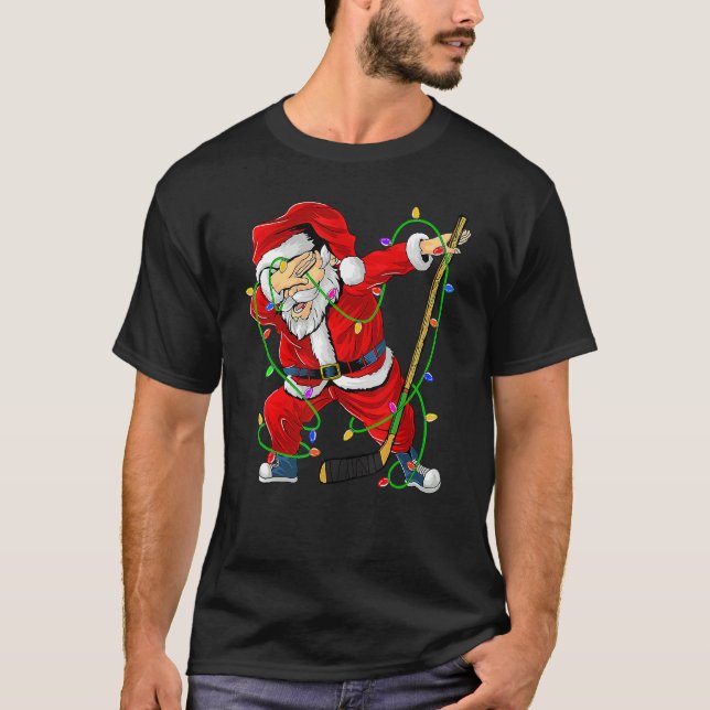 Merry Christmas Ice Hockey Dabbing Santa Claus Hoc T-Shirt (Vorderseite)