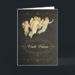 Merry Christmas in Czech, Veselé vánoce Feiertagskarte<br><div class="desc">Translation: "Merry Christmas" in Czech. This stylish and trendy (chalkboard effect) Christmas card features vintage angels (courtesy Graphicfairy) on a vintage inspired grungy chalkboard with eroded text and swirls. You can edit text inside card. Custom requests welcome.</div>