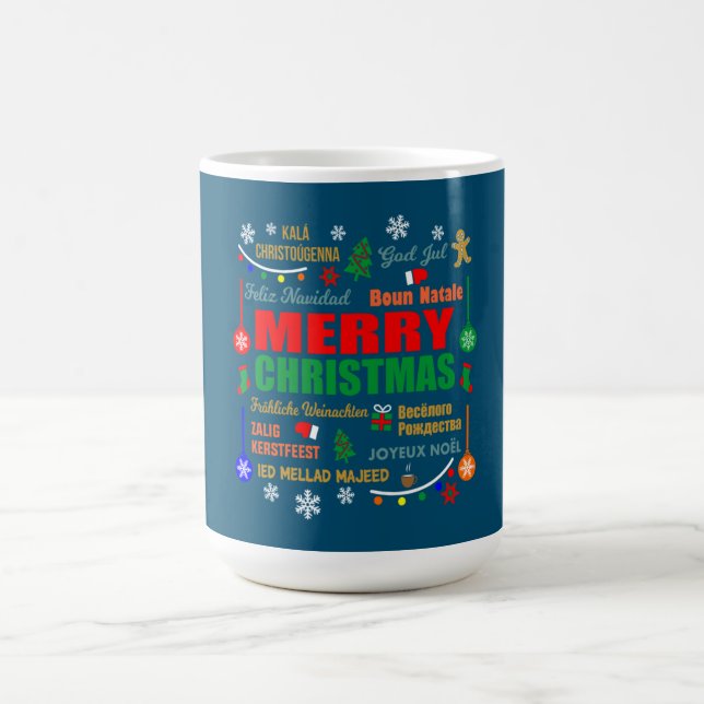 Merry Christmas In Different Languages Xmas Kaffeetasse (Mittel)
