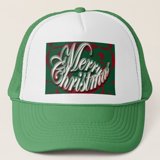 Merry Christmas in Green Hat Truckerkappe (Vorderseite)