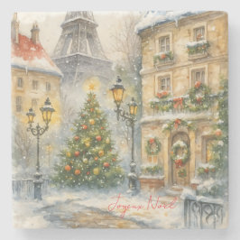 Merry Christmas in Paris Stone Coaster  Steinuntersetzer