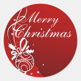 MERRY CHRISTMAS in RED by SHARON SHARPE Runder Aufkleber