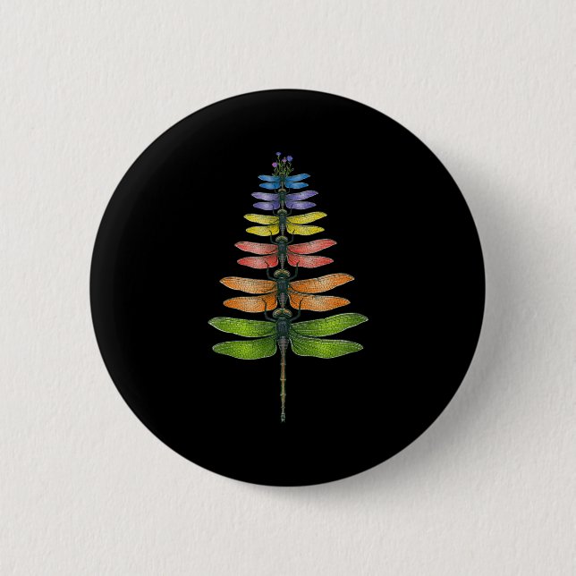 Merry Christmas Insect Dragonfly Xmas Tree  Button (Vorderseite)