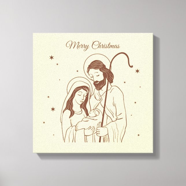Merry Christmas - Jesus, Mary, and Joseph Leinwanddruck (Vorderseite)
