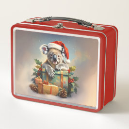 Merry Christmas Koala with presents and holly Metall Brotdose
