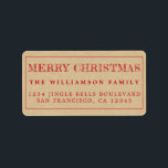 Merry Christmas Kraft Paper Rücksendeadresse Adressaufkleber<br><div class="desc">Fügen Sie Ihren Weihnachtskarten und Einladungen mit unseren festlichen Frohen Weihnachtsfeiern ein wenig Beifall hinzu. Dieses stilvolle Weihnachtsdesign besticht durch "Frohe Weihnachten" in rot handgeschriebener moderner Typografie auf einem Hintergrund aus Kraftpapier. Fügen Sie einfach Ihren Namen und Ihre Adresse hinzu. Exklusiv für Sie entworfen von Happy Dolphin Studio. Wenn Sie...</div>