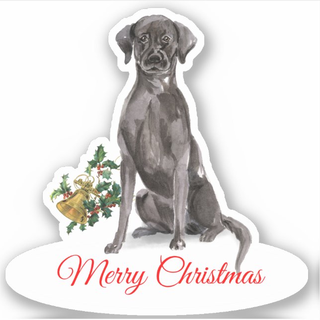 Merry Christmas Labrador Retriever CustomCut Vinyl Aufkleber (Vorderseite)