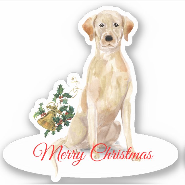 Merry Christmas Labrador Retriever CustomCut Vinyl Aufkleber (Vorderseite)
