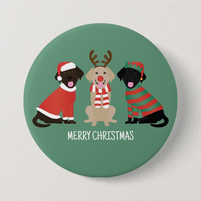 Merry Christmas Labrador Retriever Hunde Button (Vorderseite)
