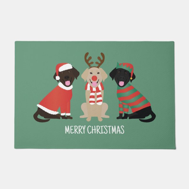 Merry Christmas Labrador Retriever Hunde Fußmatte (Vorderseite)