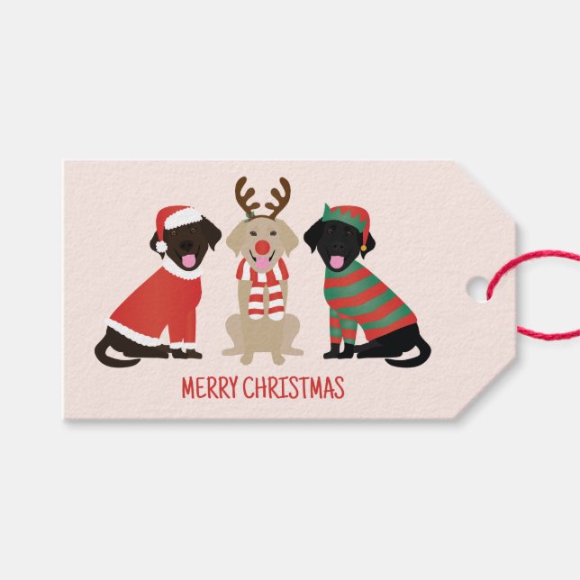 Merry Christmas Labrador Retriever Hunde Geschenkanhänger (Vorderseite (Horizontal))