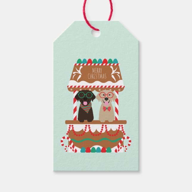 Merry Christmas Labrador Retriever Hunde Geschenkanhänger (Vorderseite)