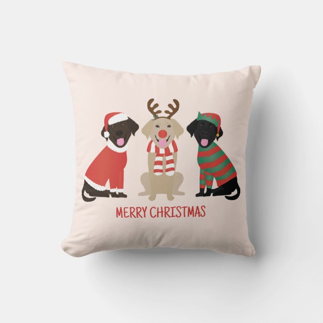 Merry Christmas Labrador Retriever Hunde Kissen (Vorderseite)