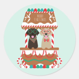 Merry Christmas Labrador Retriever Hunde Runder Aufkleber