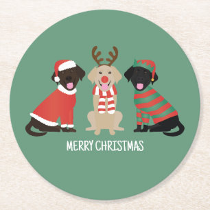 Merry Christmas Labrador Retriever Hunde Runder Pappuntersetzer