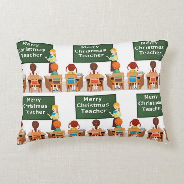 ***MERRY CHRISTMAS LEHRER*** PILLOW GREEN BACK DEKOKISSEN (Vorderseite)