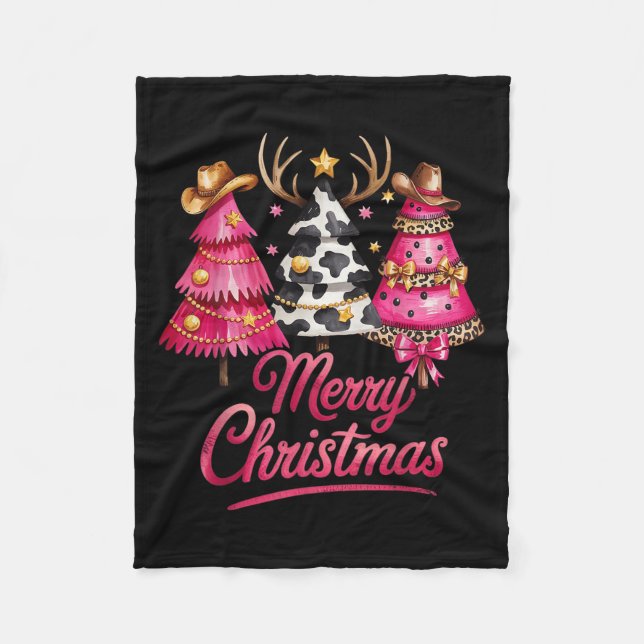 Merry Christmas Leopard Cowhide Nk Xmas Tree Rodeo Fleecedecke (Vorderseite)