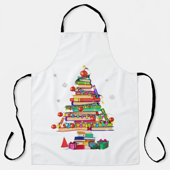 Merry Christmas Library Tree Schürze (Vorderseite)