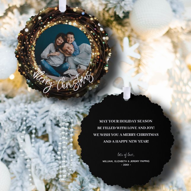 Merry Christmas Light Strands Foto Ornament Karte (Von Creator hochgeladen)