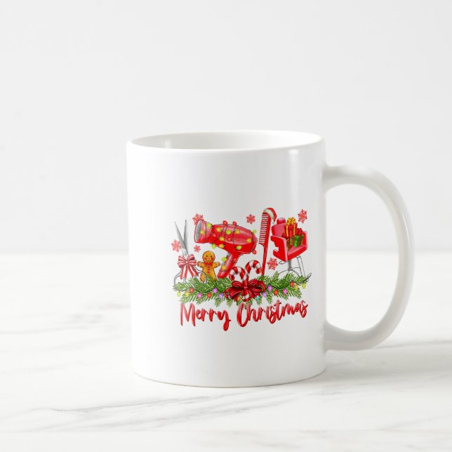 Merry Christmas Lights Hairstylist Tool Hairdresse Kaffeetasse (Rechts)