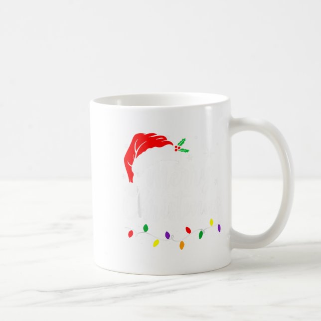 Merry Christmas Lights Red Santa Hat Xmas Family M Kaffeetasse (Rechts)