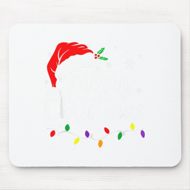 Merry Christmas Lights Red Santa Hat Xmas Family M Mousepad (Vorne)