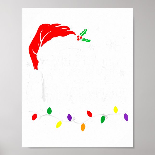 Merry Christmas Lights Red Santa Hat Xmas Family M Poster (Vorne)
