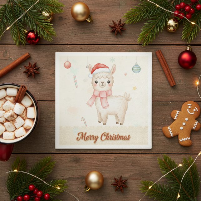Merry Christmas Llama Paper Napkins Serviette (Merry Christmas Llama Paper Napkins)