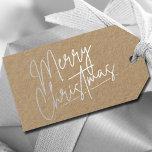 Merry Christmas Luxe Silver Geschenkanhänger<br><div class="desc">Merry Christmas in real silver foil script,  these kraft paper gift tags or party favor tags are stylish for any Christmas holiday occasion. Room to handwrite on the back.</div>
