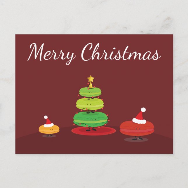 Merry Christmas Macarons Wird Postcard Feiertagspostkarte (Vorderseite)