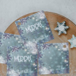 Merry Christmas Magical Winter Wonderland Geschenkanhänger<br><div class="desc">Beautiful and unique personalized Christmas favor tag design featuring glittery snowflakes, particles and bokeh lights on light blue gradient background. The text is fully customizable. To change it use the Personalize option. For more changes, such as changes to the font, font color or text layout, use the Edit design tool...</div>
