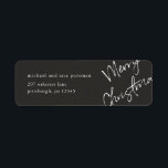 Merry Christmas Mailing Label<br><div class="desc">Moderne Schwarz-Weiß Frohe Weihnachtsschrift Rücksendeadresse Mailing-Label.</div>