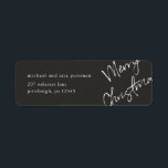 Merry Christmas Mailing Label<br><div class="desc">Moderne Schwarz-Weiß Frohe Weihnachtsschrift Rücksendeadresse Mailing-Label.</div>